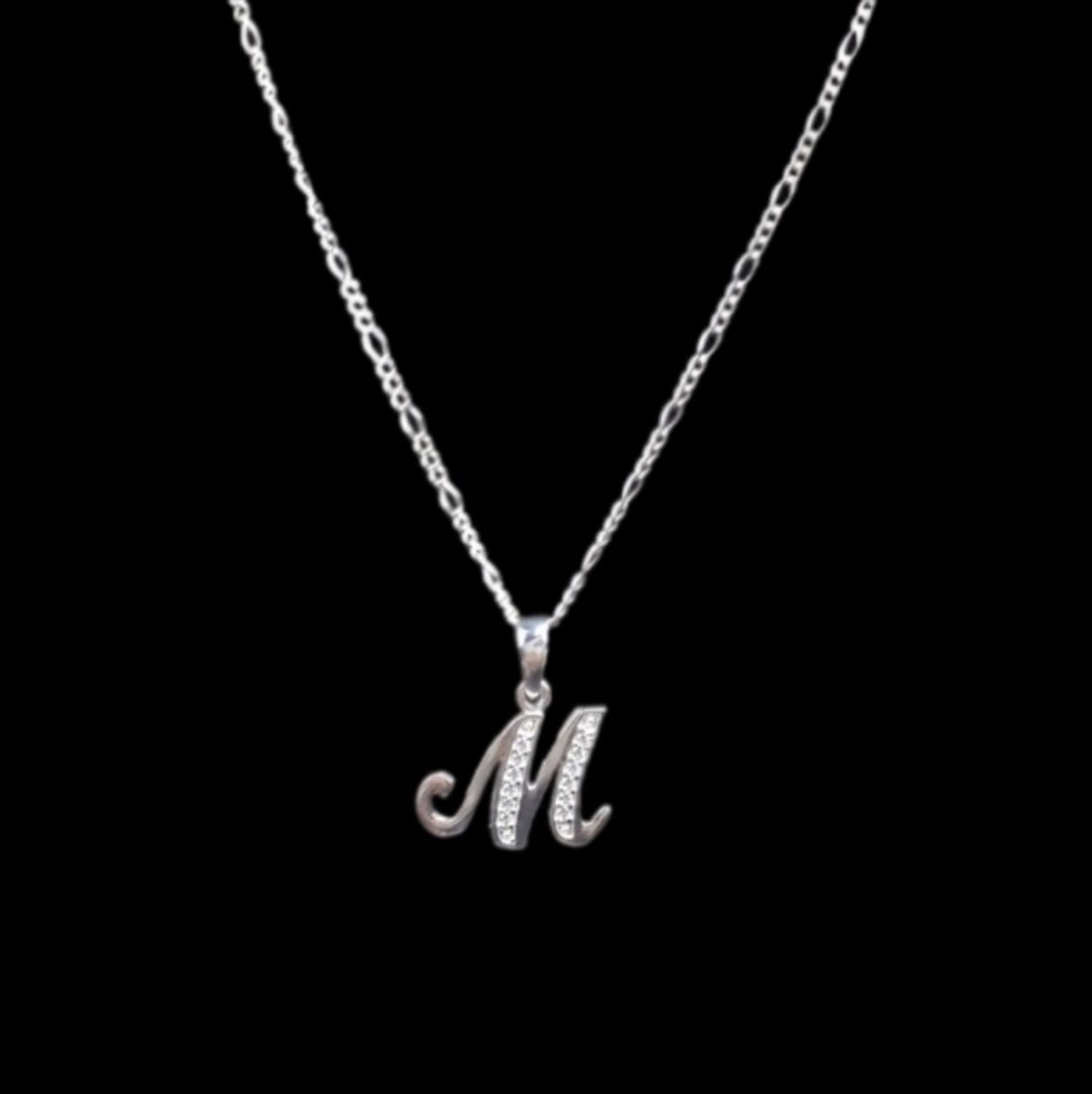 925 sterling silver alphabet letter M pendant necklace‎